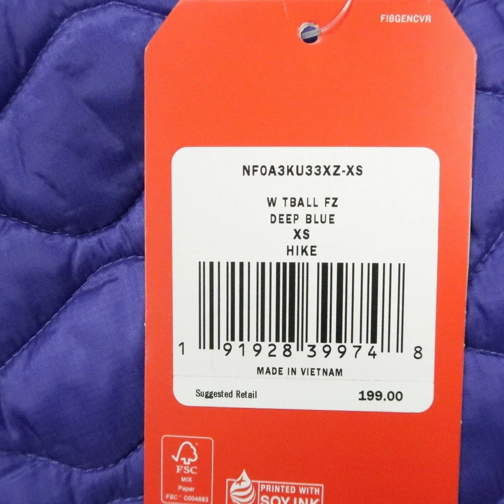 The North Face Jacket Womens XS Deep Blue ThermoBall Full Zip Quilted Puffer